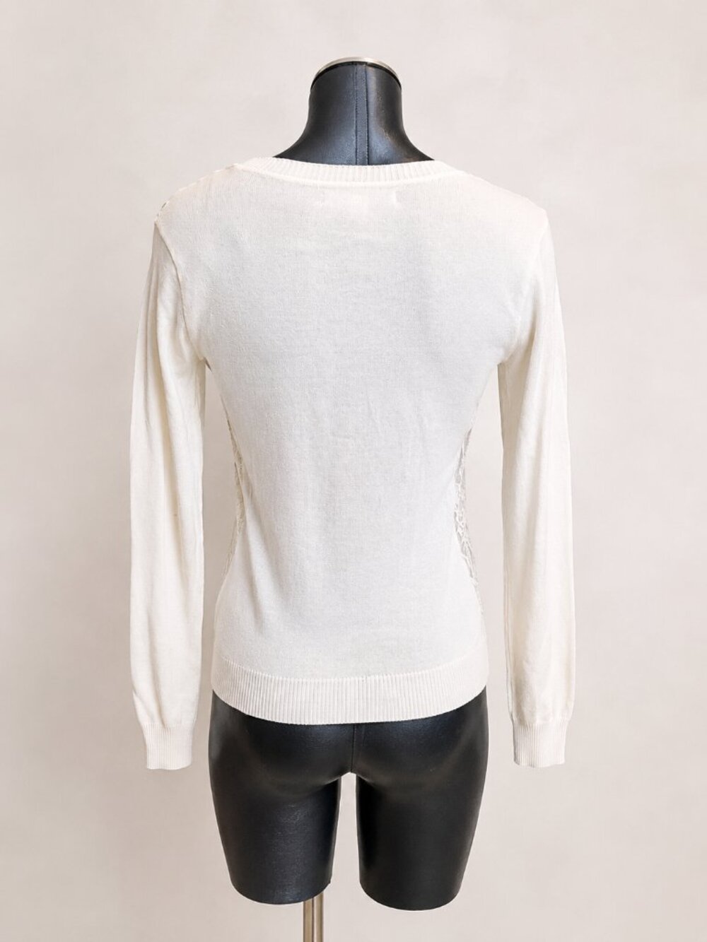 Forever 21 Ivory Floral Lace Front Long Sleeve Sweater Top Size S - Picture 5 of 7